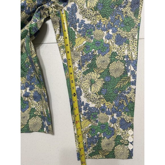 Talbots Perfect Crop Breezy Floral Green‎ Blue Yellow White Capri Stretch Sz 12 - Picture 6 of 7